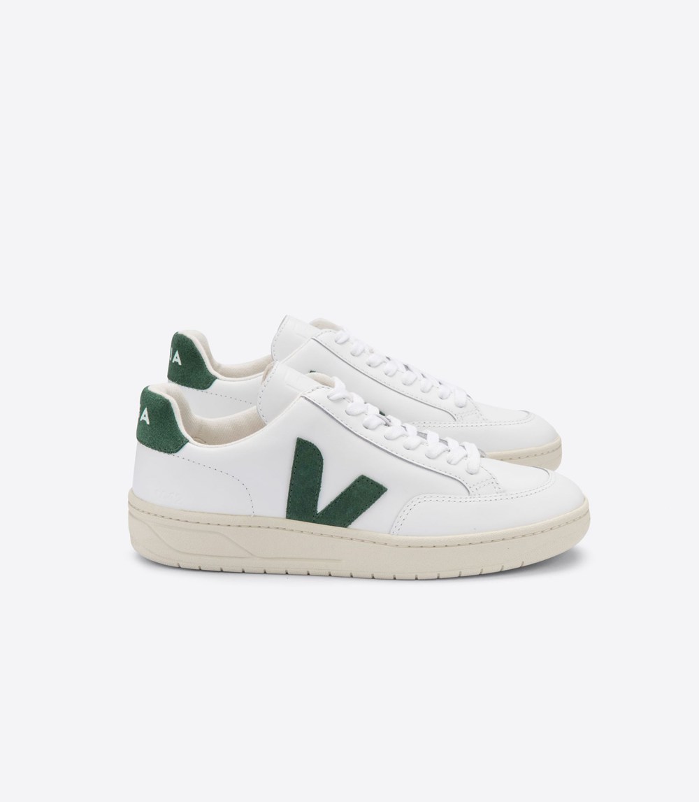 Tenis Veja Hombre - V-12 Cuero - Blancos/Verdes - 169VMLWPR